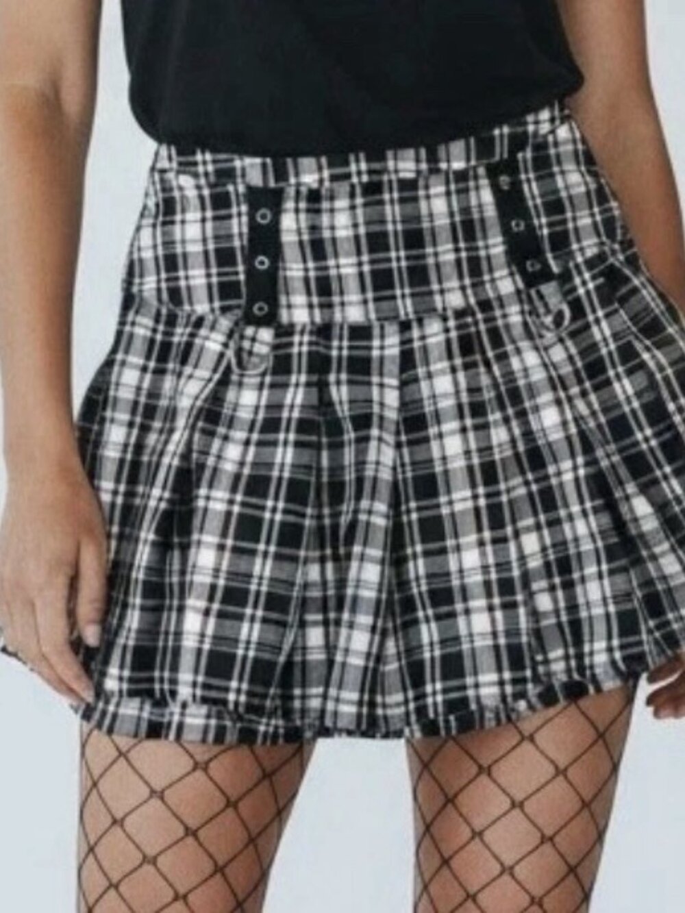 Plaid Pleated Mini Skirt Hot Topic Black Punk Y2K Schoolgirl‎ Punk Grunge Y2K
